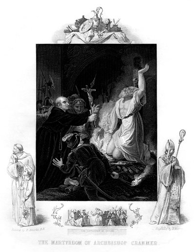 El martirio del arzobispo Cranmer, 1556 de J. Rogers
