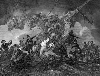 El corte de la corbeta La Chevrette, 21 de julio de 1801, c1857 de J. Rogers