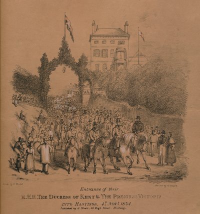 Entrada de sus A.A.R.R. La Duquesa de Kent y La Princesa Victoria en Hastings de J. Thorpe