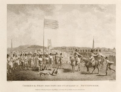 Carlos I erigiendo su estandarte en Nottingham de J. Throsby