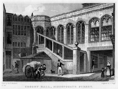 Crosby Hall, Bishopsgate Street, Ciudad de Londres, 1830 de J. Tingle
