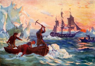 Expedición del Capitán Cook obteniendo hielo para un suministro de agua fresca de J. Williamson