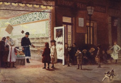 Mercado el sábado por la noche (litografía en color) de J. Williamson