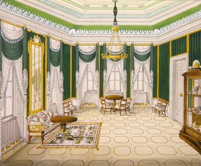 Sala de estar interior en el Schloss Ballenstedt, Saxe-Anhalt de J. Willing