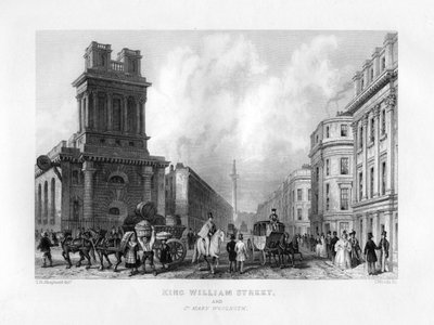 Calle King William y St Mary Woolnoth, Londres, siglo XIX de J. Woods