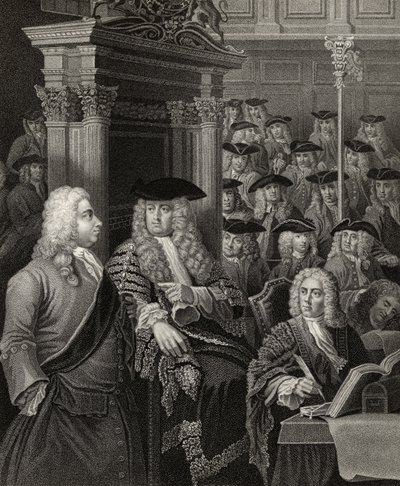 La Cámara de los Comunes en la administración de Sir Robert Walpole, grabado por R. Page, de 