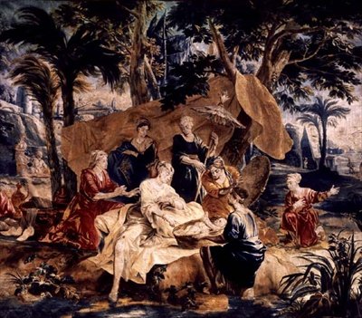 El hallazgo de Moisés, hecho en los talleres de Frans y Pieter van de Borcht de J. van and Coppens A.A (after) Orley