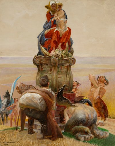 La Adoración de la Virgen, panel central del tríptico «Ve a las aguas» de Jacek Malczewski