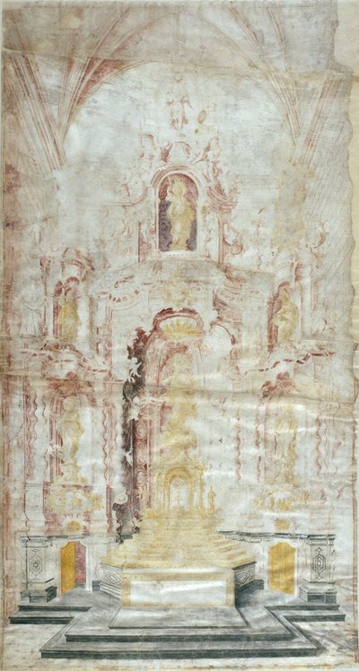 Dibujo del retablo mayor de Santa María de Igualada de Jacint Morató Soler