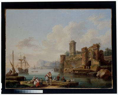Una escena portuaria de Jacob Philippe Hackert