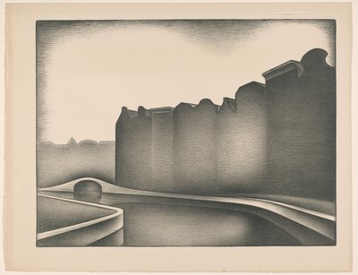 Casas junto al agua de Jacob Bendien (signed by artist)