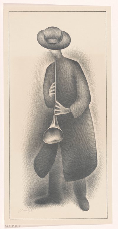 Músico callejero con instrumento de viento de Jacob Bendien (signed by artist)