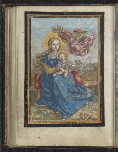 María y el Niño coronados por un ángel de Jacob Binck