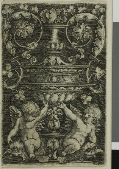 Ornamento con Jarrón y Dos Genios a los Pies de Jacob Binck