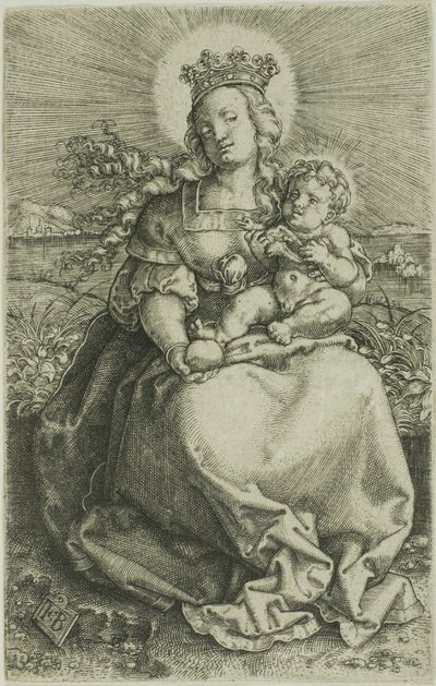 La Virgen en la orilla herbosa de Jacob Binck