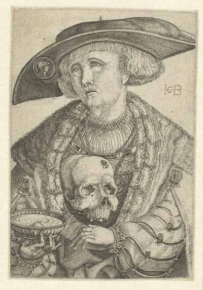 Autorretrato con calavera y cuenco de Jacob Binck