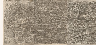 Plattegrond van Rome ten tijde van keizer Augustus (middleste blad) Una imagen muy precisa de la ciudad antigua formada a partir de monumentos antiguos. Efigies de la antigua Roma a partir de restos de edificios en ruinas de Jacob Bos