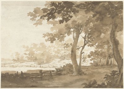 Paisaje con un camino bajo los árboles de Jacob  Cats