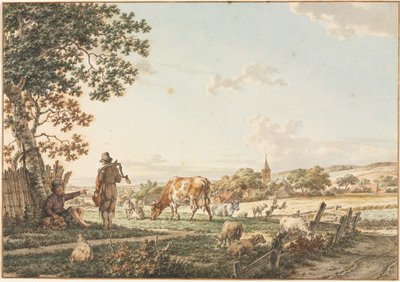 Paisaje pastoral con pueblo, 1799 de Jacob Cats