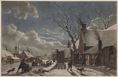 Noche de invierno en una ciudad holandesa, 1797 de Jacob Cats
