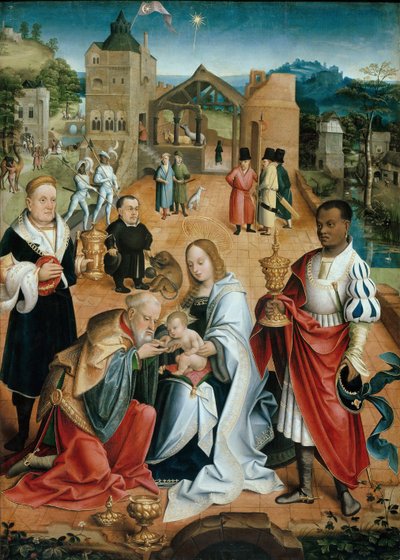 La adoración de los magos, panel central del tríptico, siglo XVI de Jacob Claesz. van Utrecht