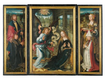 Tríptico: La Anunciación de Jacob Claesz. von Utrecht