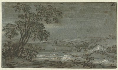 Paisaje montañoso con un recodo del río
Aen den Rijn (título en el objeto) de Jacob Colijn