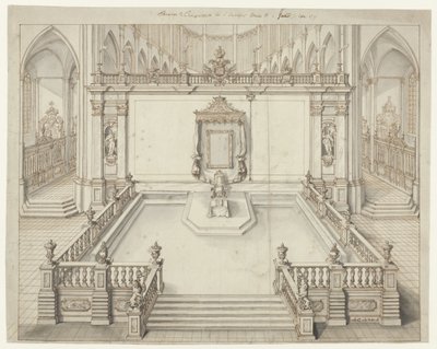 Salón del trono en St. Bavokerk en Gante para la investidura de Carlos VI, emperador de Alemania, en 1717 de Jacob Colin
