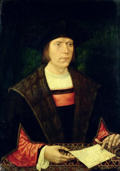 Retrato de un hombre con una carta, 1515-20 de Jacob Cornelisz van Oostsanen