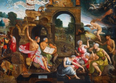 Saúl y la bruja de Endor de Jacob Cornelisz van Oostsanen