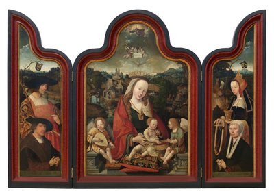Tríptico de Pompeyo Otón y su esposa Gerbich Claesdr (óleo sobre tabla) de Jacob Cornelisz van Oostsanen