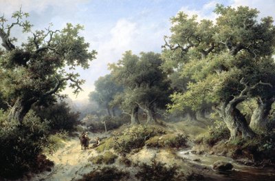 Paisaje forestal con viajeros de Jacob Cremer