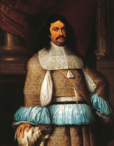 Retrato de Ranuccio II Farnesio (1630-1694), duque de Parma y Piacenza y de Castro, pintura de Jacob Denys (1644-1708), detalle. de Jacob Denys