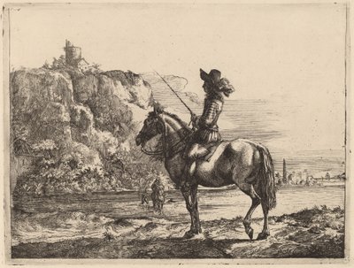 Paisaje fluvial con jinete de Jacob Duck