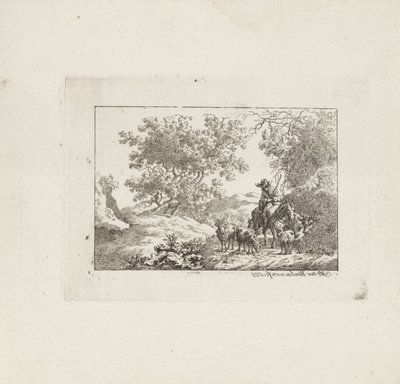 Pastor a caballo con manada de Jacob Elias van Varelen