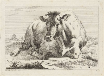 vaca mentirosa Seis grabados a partir de dibujos de varios maestros (título de la serie) de Jacob Elias van Varelen