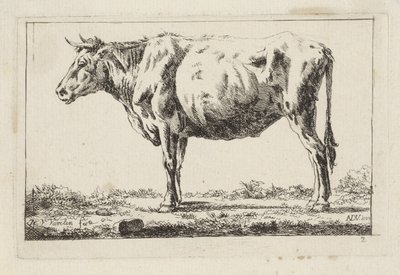 Vaca de pie, a la izquierda de Jacob Elias van Varelen