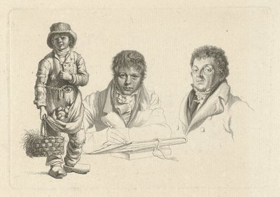 Retratos de J.P. Visser Bender y P. Pz. Barberos junto a un niño de Jacob Ernst Marcus