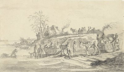 Trineo por la orilla de un río helado de Jacob Ernst Marcus