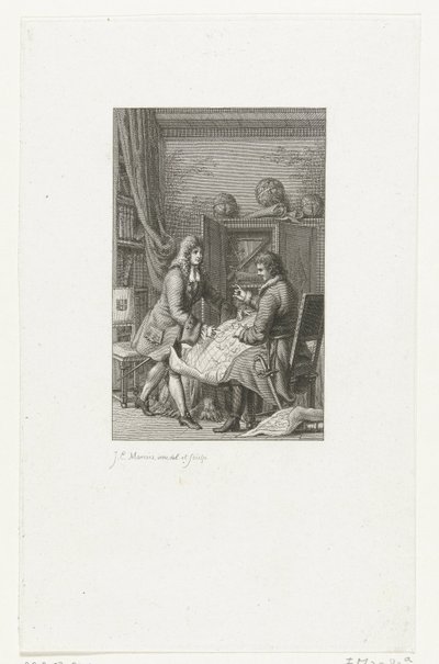 El zar Pedro el Grande y el alcalde Nicolaes Witsen estudiando un mapa, 1814 de Jacob Ernst Marcus