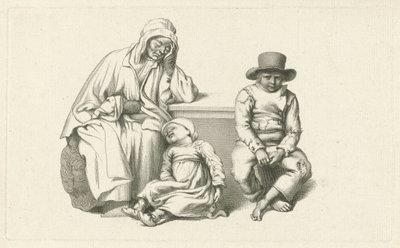 Sentado anciana y dos niños de Jacob Ernst Marcus