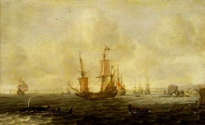Una flota ballenera holandesa, mediados del siglo XVII (óleo sobre tabla) de Jacob Feyt de Vries