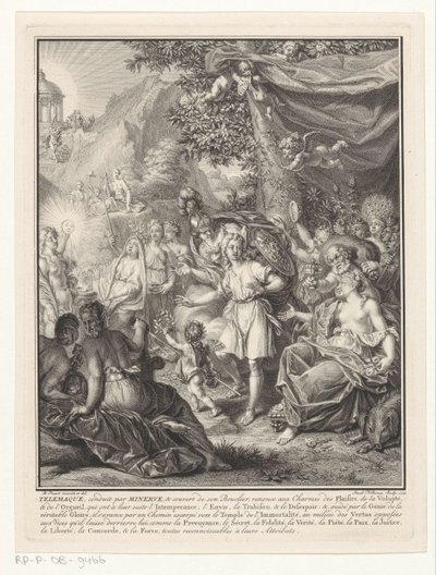 Representación alegórica con Telémaco y Minerva Portada de: François de Fénelon, Les avantures de Telemaque, 1734 de Jacob Folkema