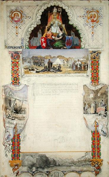 Diseño para un documento de agradecimiento a Bremen desde Hamburgo, 1843 de Jacob Gensler