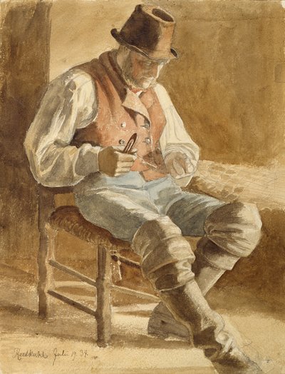 Pescador reparando una red, 1834 de Jacob Gensler