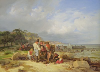 Pescadores en Probstei, 1835 de Jacob Gensler