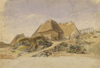 Cabañas de pescadores en la playa de Hopesberg, 1834 de Jacob Gensler