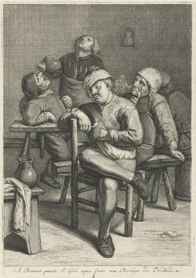 Escena de posada con campesinos fumadores. de Jacob Gole
