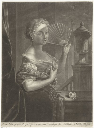 mujer joven, con, ventilador de Jacob Gole