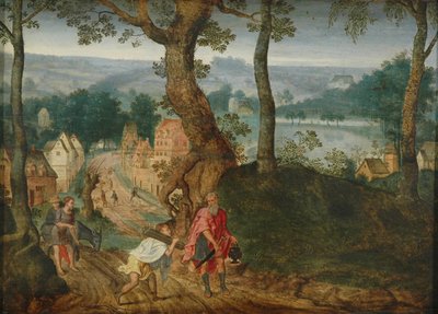 Paisaje con Abraham e Isaac, mediados del siglo XVII de Jacob Grimmer